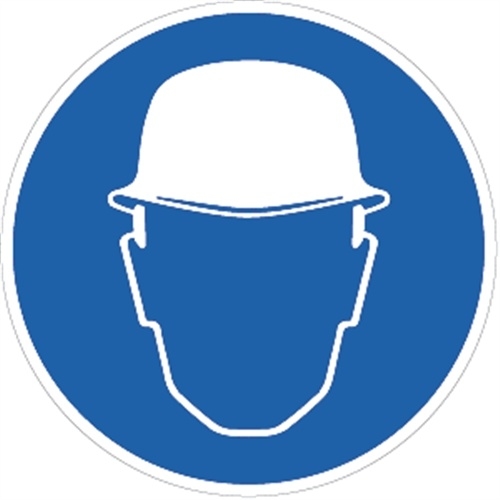 Aufkleber Kopfschutz benutzen, Folie, Ø 100 mm Image