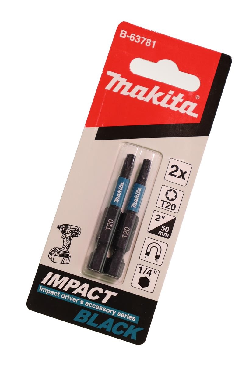 Makita B-63781 T20 6-rund Bit TX20x50 Impact Black | 2 Stück | S2-Spezialstahl Image