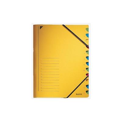 LEITZ Eckspann-Ordnungsmappe, 12 Fächer, gelb, farbige Taben, Beschriftung 1-12, Beschriftungslinien, Eckspannverschluss, Karton: 430 g / 350 g Image