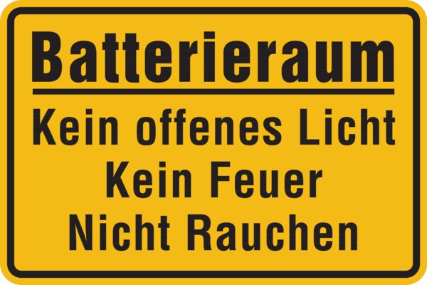 Hinweisschild, Batterieraum, gelb - 300 x 200 x 1.5 mm Kunststoff Image