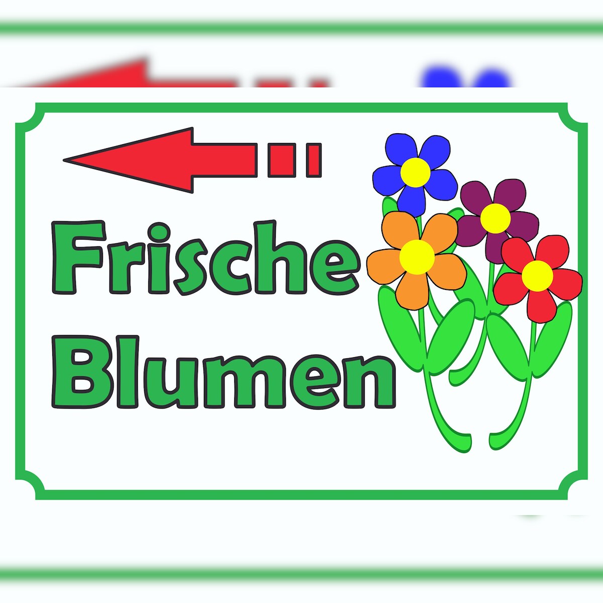 Verkaufsschild Schild Blumen links A4 (210x297mm) Image