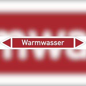 Rohrleitungskennzeichnung, Warmwasser, Einzeletikett, Folie - DIN 2404 - 187x26 mm Folie selbstklebend Image