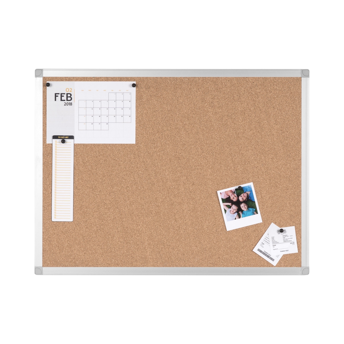 Bi-Office Korktafel mit Aluminiumrahmen, Pinnwand, 60x45cm Image