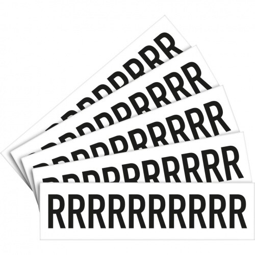 Aufkleber I Buchstabe R, weiß/schwarz, Folie, Schrifthöhe: 25mm, 32,5x14,9mm, 5 Bogen/VE, 10/Bogen Image