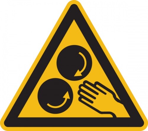 König Werbeanlagen Warnschild, Warnung vor laufenden Walzen - praxisbewährt - 200x0.45 mm Aluminium geprägt Image