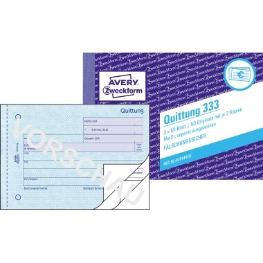 Avery Zweckform Quittung 333 DIN A6 quer 3x50Blatt Image