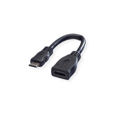 VALUE HDMI High Speed Kabel mit Ethernet, HDMI BU - Mini HDMI ST, 0,15 m