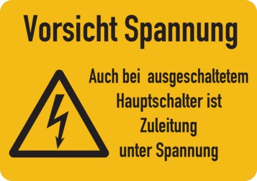 Warnschild, Zuleitung unter Spannung, Folie - ISO 7010 - 52x37 mm Folie selbstklebend Image