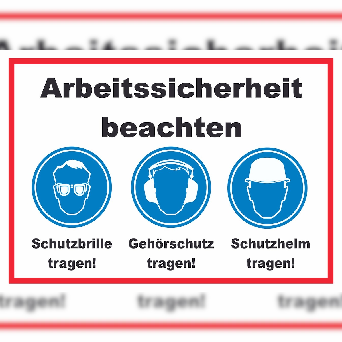 Arbeitssicherheit Augen Ohren Kopf Schild A6 Rückseite selbstklebend Image