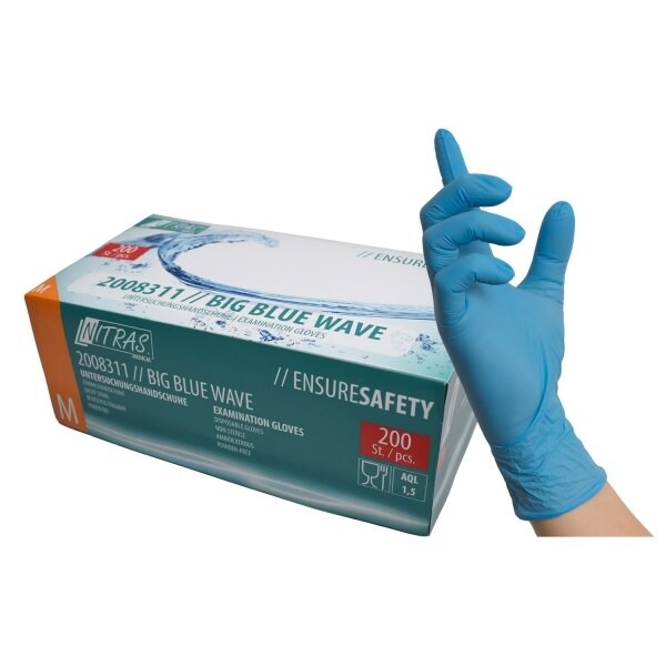 Nitras 8311 Blue Wave, Nitril-Einmalhandschuhe, blau - , Größe: L 100 Stück Image