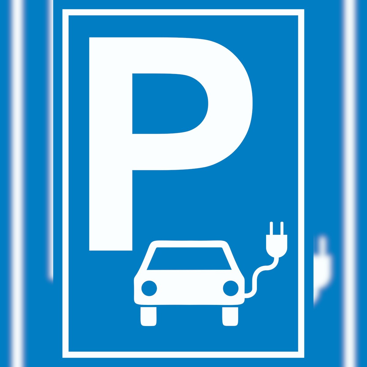 Parkplatz Elektrofahrzeug Schild A6 Rückseite selbstklebend Image