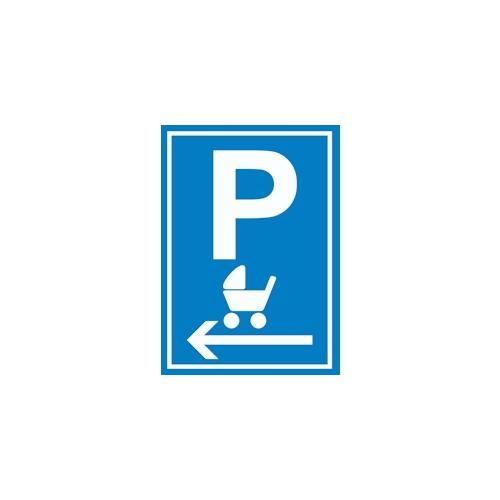 Kinderwagen Parkplatz links Schild A5 Rückseite selbstklebend