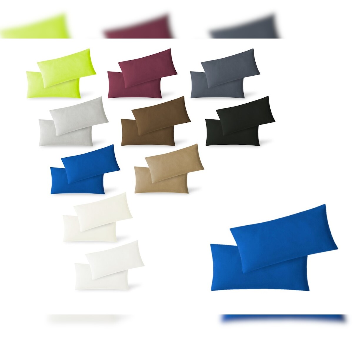 EXKLUSIV HEIMTEXTIL Jersey Kissenbezug Hülle 2 Sparpack Set mit Reißverschluss hochwertige Qualität 40 x 60 cm royalblau Image