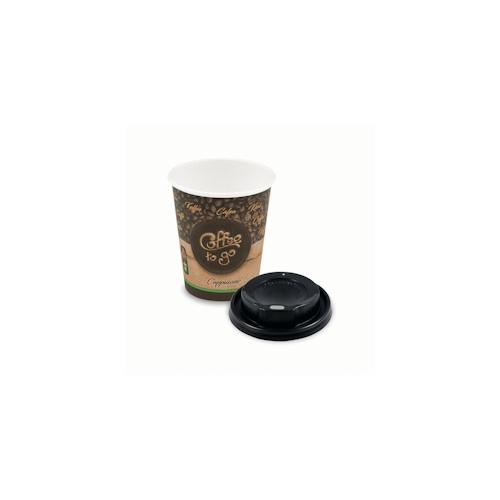 40x Kaffeebecher M ‚Coffee To Go‘ Cappuccino mit Trinkdeckel 250ml 280ml
