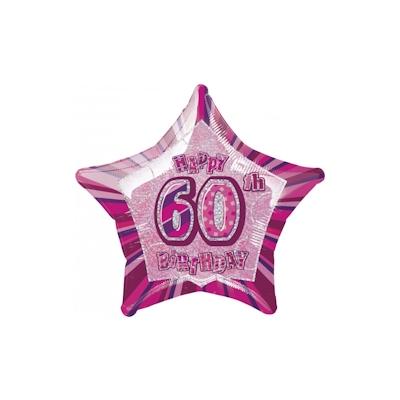 60. Geburtstag Folienballon Stern pink