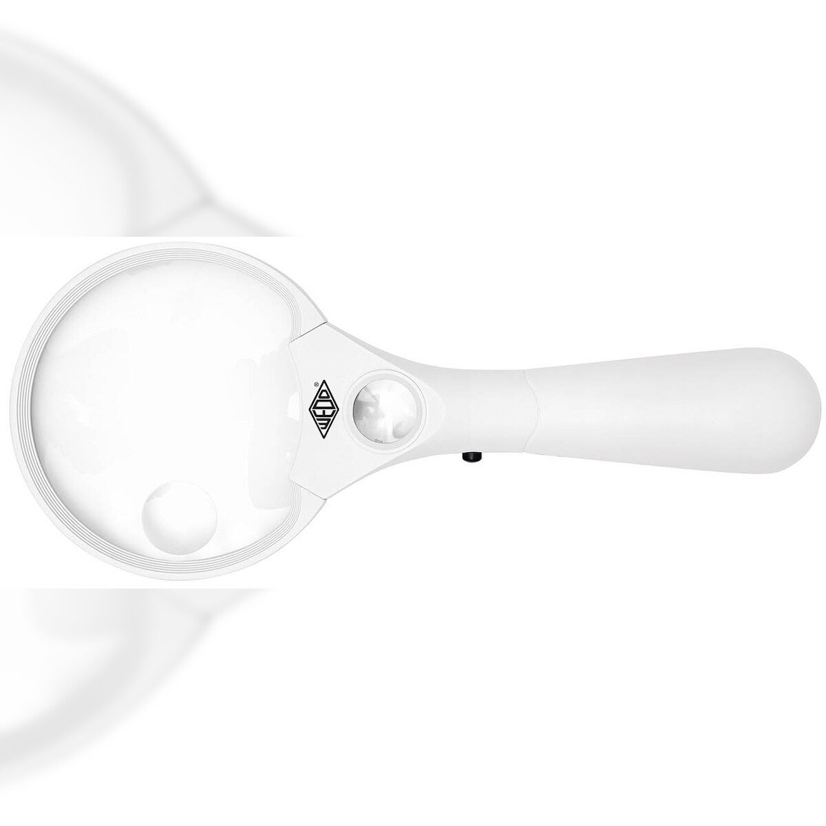 WEDO 2717550 Profi-Lupe Profi Lupe, 3 LEDs, 2, 5x, 4, 5x, 12x Vergrößerung, Linsen-Durchmesser 9 cm, Ergonomischer Griff, inkl. Batterien, Image