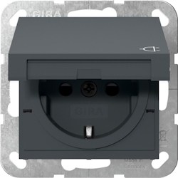 Gira SCHUKO-Steckdose 16A 250V mit Klappdeckel und Shutter System 55 Anthrazit Erhöhter Berührungsschutz Image
