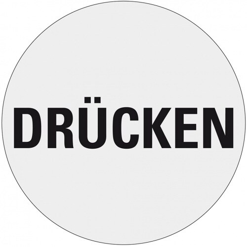 Aufkleber I Türhinweis Drücken, silber/schwarz, Polyester-Folie, selbstklebend, Ø 100mm Image