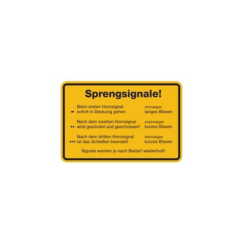 König Werbeanlagen Hinweisschild, Sprengsignale! - 300x200x0.45 mm Aluminium geprägt