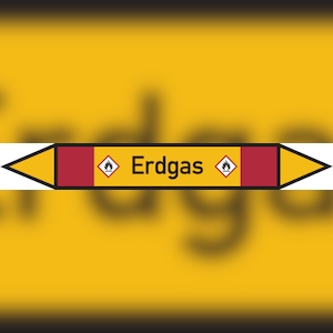 Rohrleitungskennzeichen Erdgas - 187x26 mm Folie selbstklebend Image