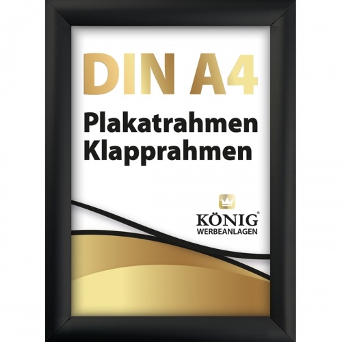 Dreifke® Plakatrahmen DIN A4 | 25mm Alu Profil, eckig | schwarz | Alu Klapprahmen Wechselrahmen Posterrahmen Rahmen | Dreifke® Image