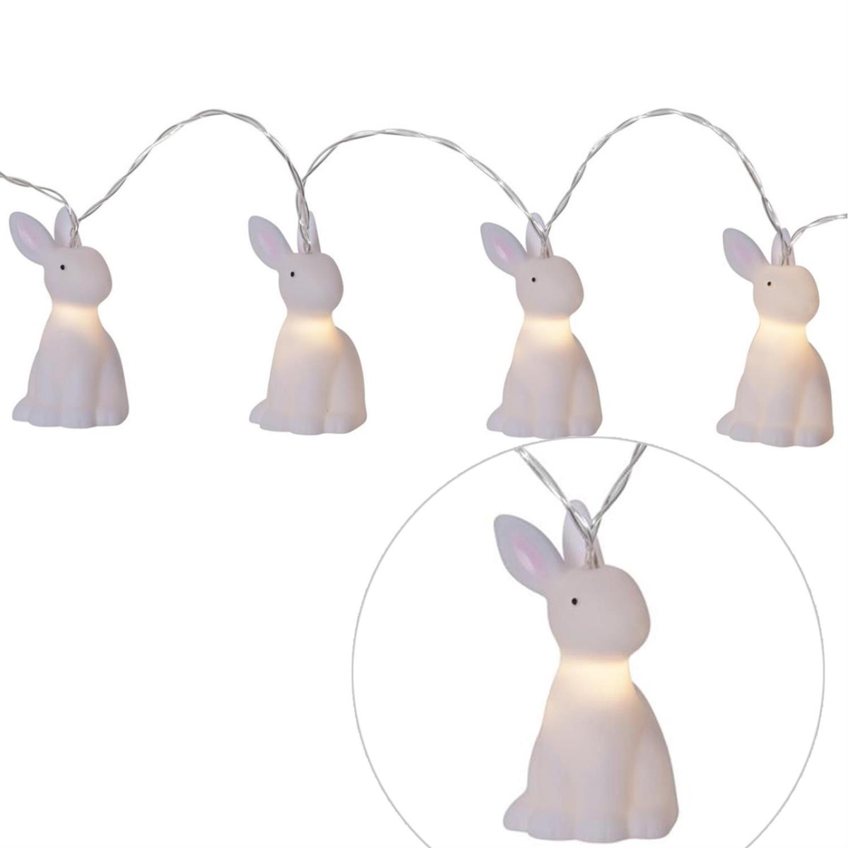 MARELIDA LED Lichterkette Bunny 10 weiße leuchtende Hoppel Häschen für Ostern Image