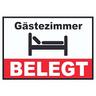 Gästezimmer BELEGT Schild Zimmer BELEGT A6 Rückseite selbstklebend