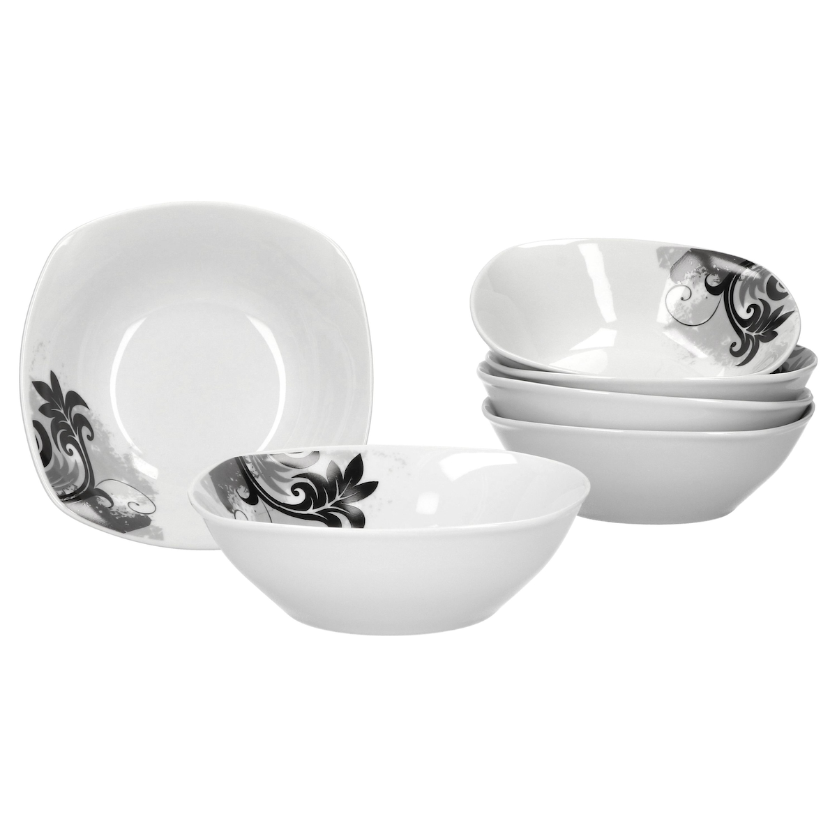 6er Set Müsli- Salatschale Black Flower 14cm Image