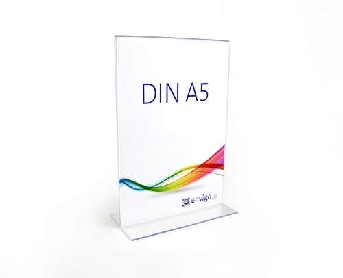 envigo Tischaufsteller »T-Ständer« DIN A5 hoch, glasklarer PS-Kunststoff Image
