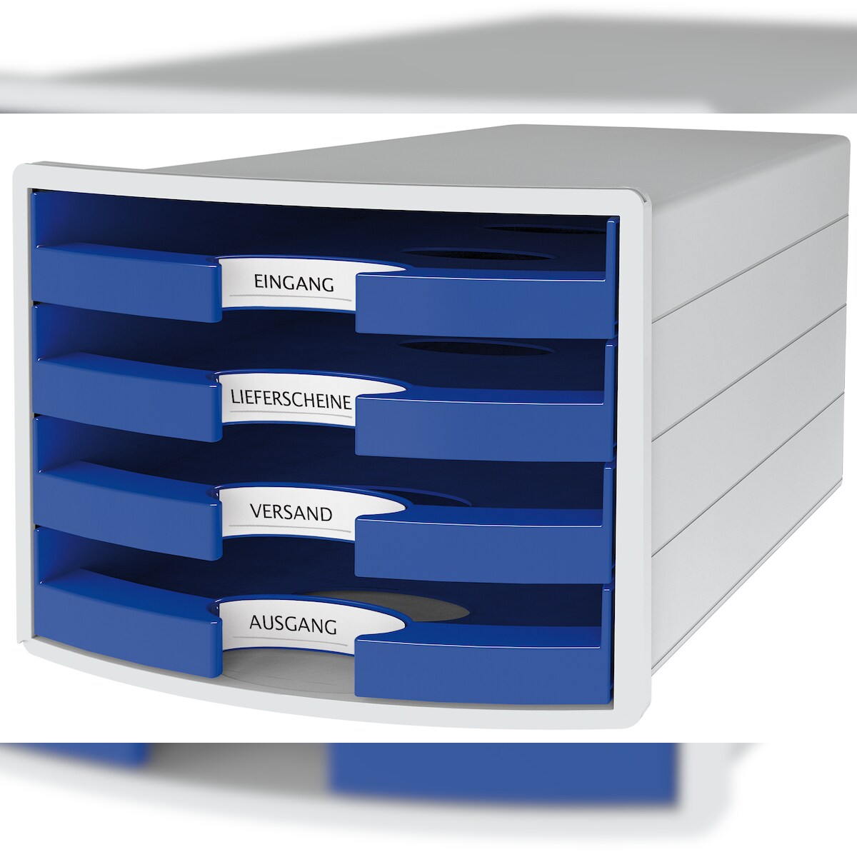 HAN Schubladenbox IMPULS 1013-14 DIN A4/C4 4Fächer offen l.gr/bl Image