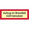 Aufkleber Aufzug im Brandfall nicht benutzen DIN 4066, Folie, nachl., 160-mcd, 210x74 mm