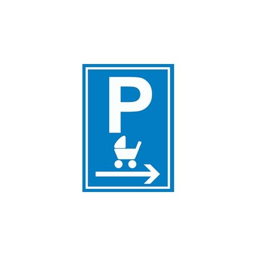 Kinderwagen Parkplatz rechts Schild A4 Rückseite selbstklebend