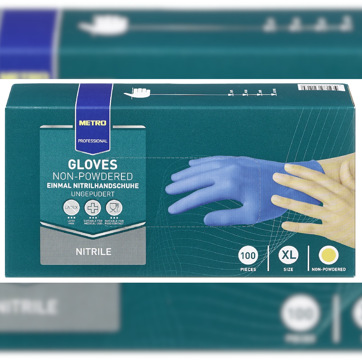 METRO Professional Einmalhandschuhe, Nitril, ungepudert, Größe XL, blau, 100 Stück Image