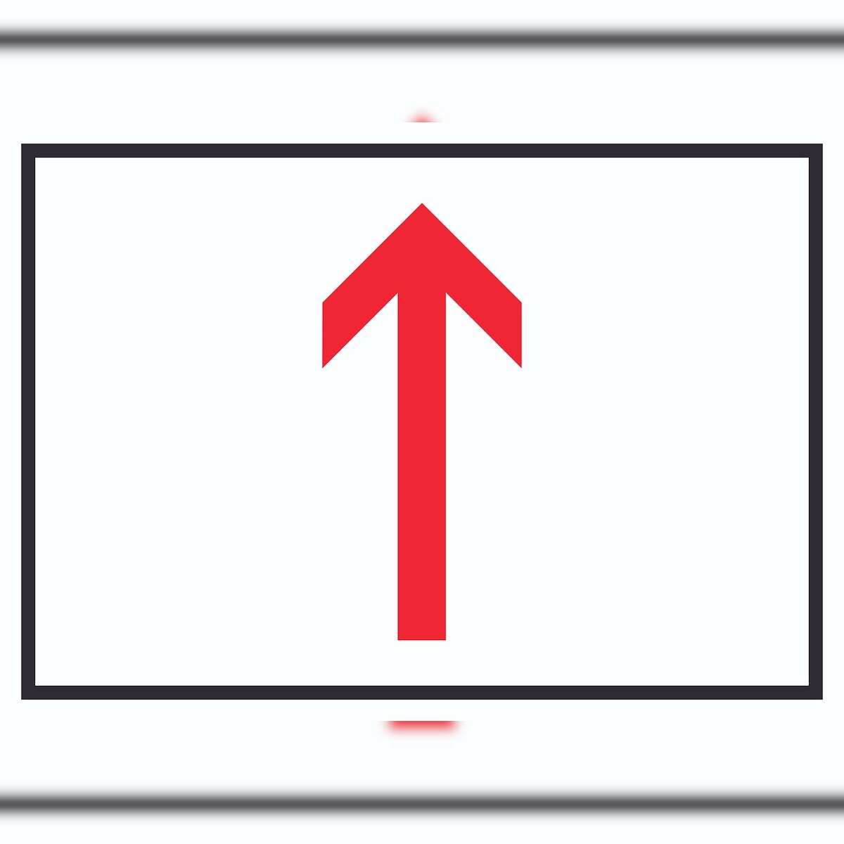 HB-Druck Richtungspfeil hoch Schild waagerecht rot weiss schwarz Pfeil A3 Rückseite selbstklebend Image