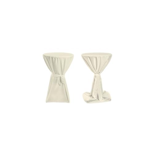 TexDeko Stehtischhussen Premium mit Schleifenband Ø 80cm Creme waschbar bis 40°, pflegeleicht, blickdicht
