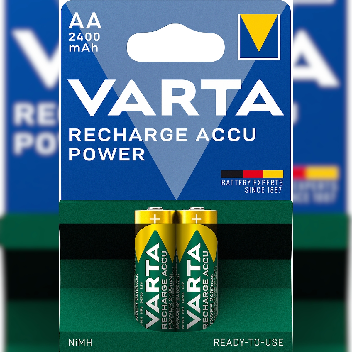 Varta Akku NiMH, Mignon, AA, HR06, 1.2V/2400mAh Accu Power, Pre-charged, Retail Blister (2-Pack) Image