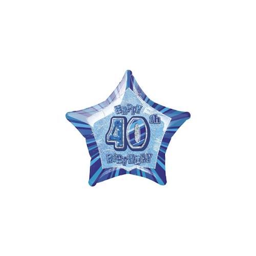 40. Geburtstag Folienballon Stern blau