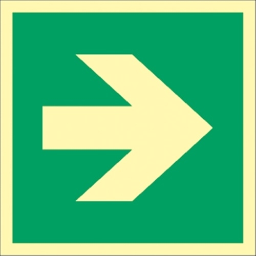 Aufkleber Richtungsangabe, ISO 3864, Folie, langnachleuchtend, 160-mcd, 148x148 mm Image