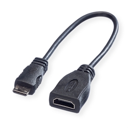 ROLINE HDMI High Speed Kabel mit Ethernet, HDMI BU - Mini HDMI ST, 0,15 m Image