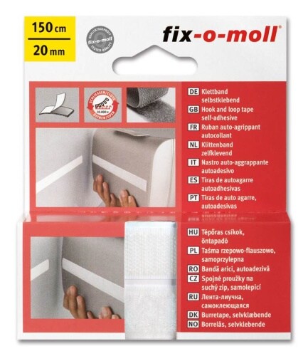 Klettband fix-o-moll selbstklebend 150cm x 20mm weiß Image