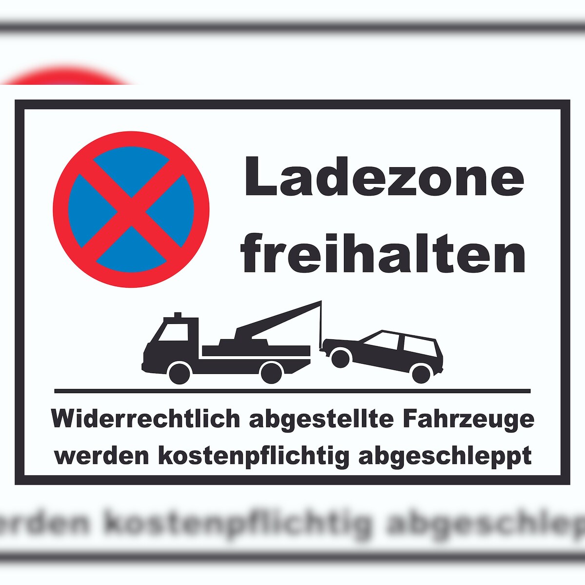 Parken verboten Ladezone freihalten Schild A3 Rückseite selbstklebend Image