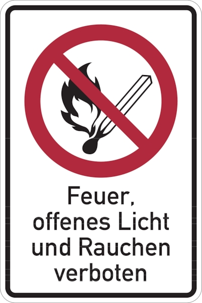 Verbotsschild, Kombischild, Feuer, offenes Licht und Rauchen verboten - ASR A1.3 (DIN EN ISO 7010) - 200x300x1.5 mm Kunststoff Image