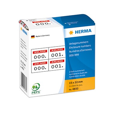 HERMA Anlagenummer 4832 15x22mm rot 1.000 St./Pack. Image