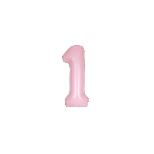 XL Folienballon rosa matt Zahl 1