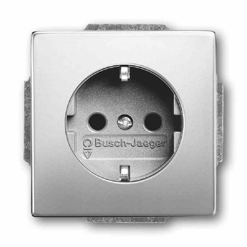Busch-Jaeger pur edelstahl Steckdose, 1f, edelstahl, matt, Unterputz, horizontal/vertikal, IP20, Zentralplatte Image