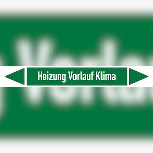 Rohrleitungskennzeichen Heizung Vorlauf Klima - 187x26 mm Folie selbstklebend Image