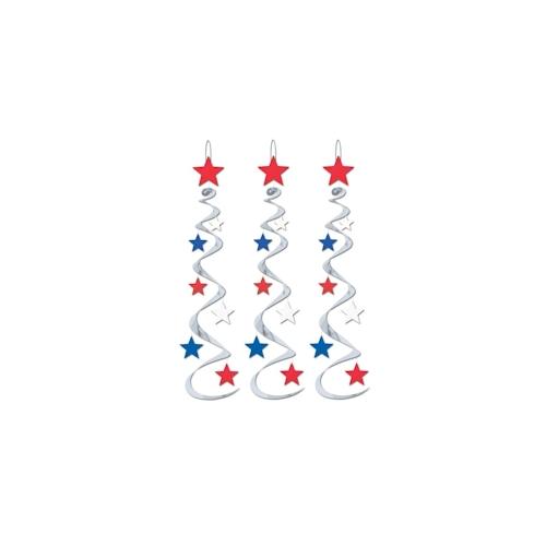 3 USA Sterne Swirl Girlanden