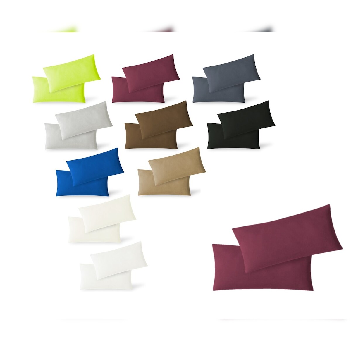 EXKLUSIV HEIMTEXTIL Jersey Kissenbezug Hülle 2 Sparpack Set mit Reißverschluss hochwertige Qualität 40 x 60 cm bordeaux Image