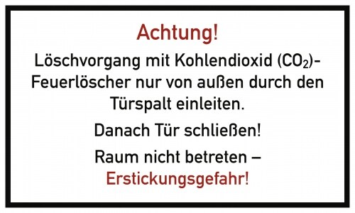 Löschvorgang mit CO2-Feuerlöscher durch Türspalt, Kunststoff, 250x150 mm Image