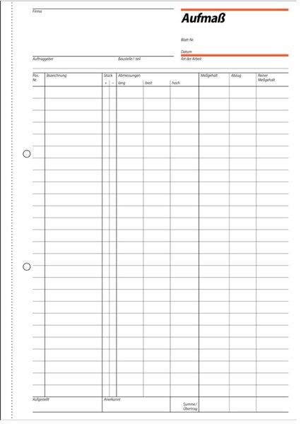 Sigel Aufmaßbuch A4hoch mit Blaupapier